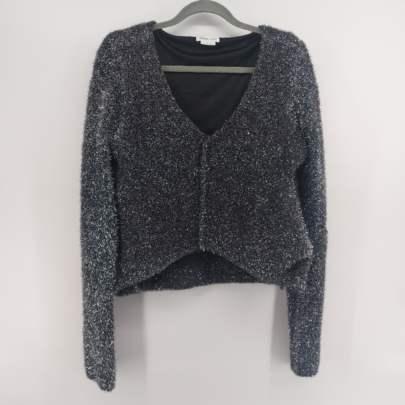 Lovers + Friends Black and Silver V Neck Cropped Sweaters - Picture 7 of 11